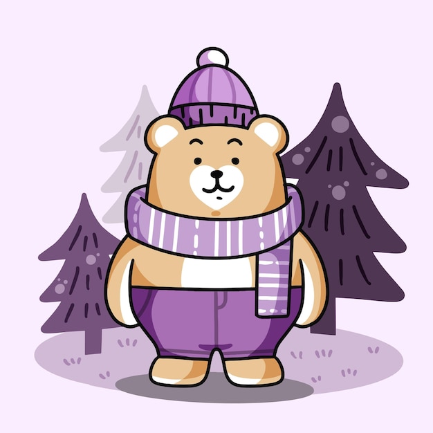 Hermoso Oso Al Aire Libre Saludo Premium Vector Doodle Ilustración