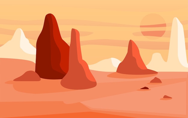 hermoso paisaje desértico natural escena de la naturaleza con montañas vector elemento de diseño de ilustración para cartel banner