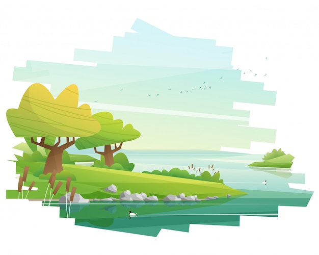 Vector hermoso paisaje ilustrado