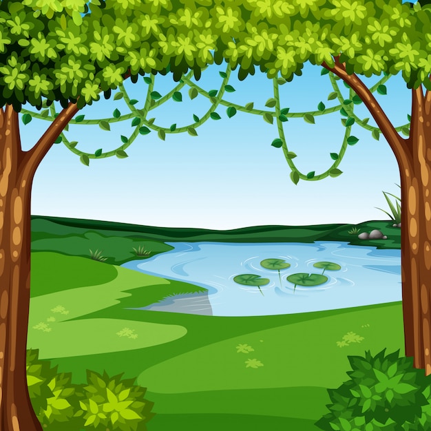 Vector un hermoso paisaje de jungla