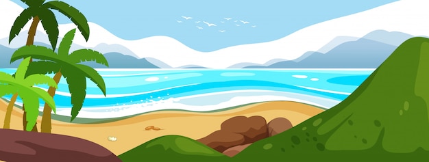 Vector un hermoso paisaje marino de verano