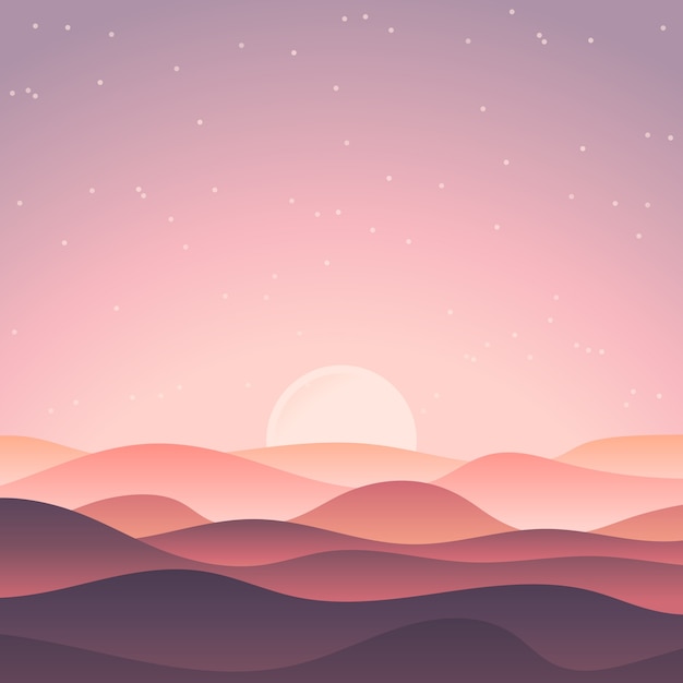 Hermoso paisaje con puesta de sol