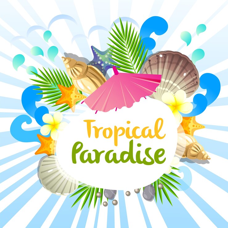 hermoso paraíso tropical con concha de mar