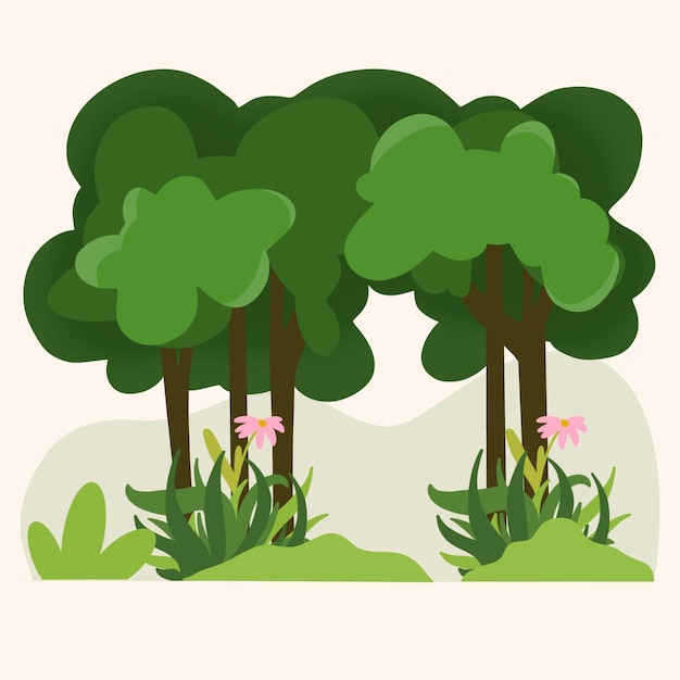 Vector hermoso parque de primavera fuera de la ciudad fondo ilustración de la naturaleza