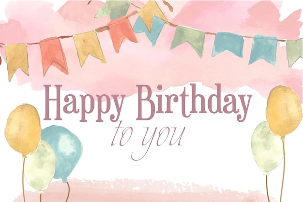Hermoso pastel suave colorido pastel suave feliz cumpleaños tarjeta saludo acuarela