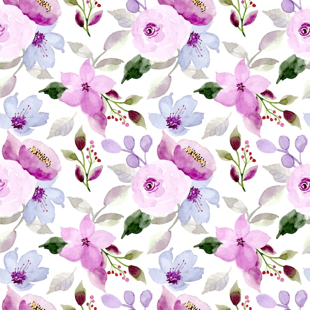 hermoso patrón de acuarela floral púrpura