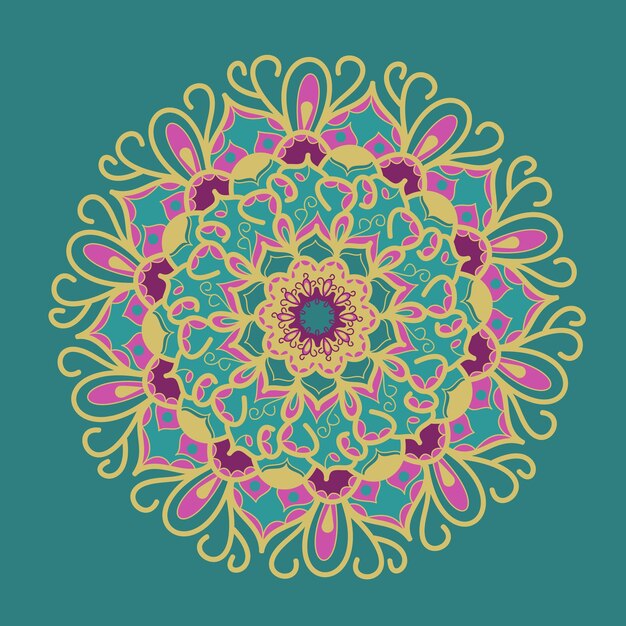 Hermoso patrón de color en forma de flor Motivo de mandala para textiles