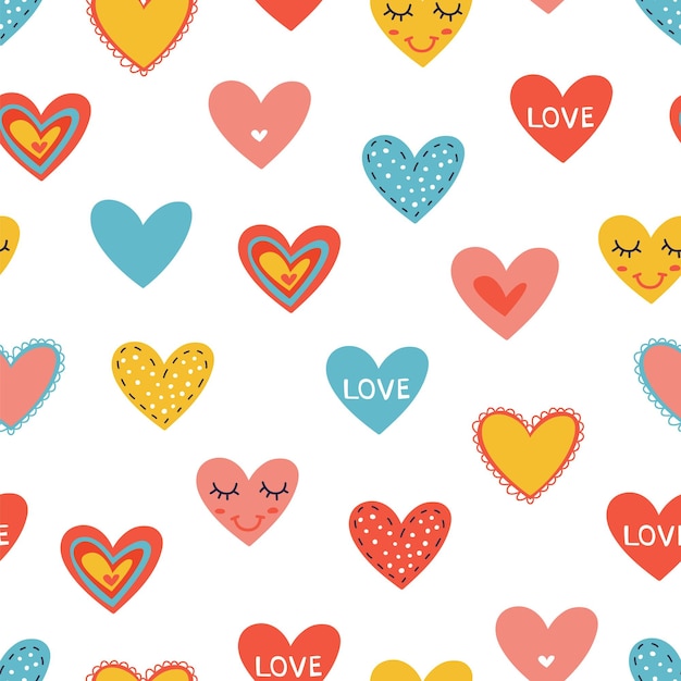 Un hermoso patrón con corazones con estampado textil romántico