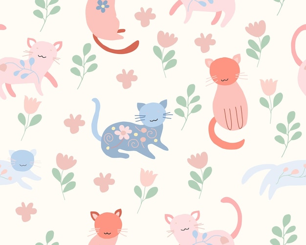 El hermoso patrón sin costuras de gato colorido