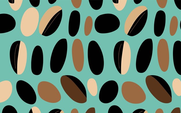 Hermoso patrón sin costuras con óvalos en azul marrón y negro al estilo de Tarsila Do Amaral