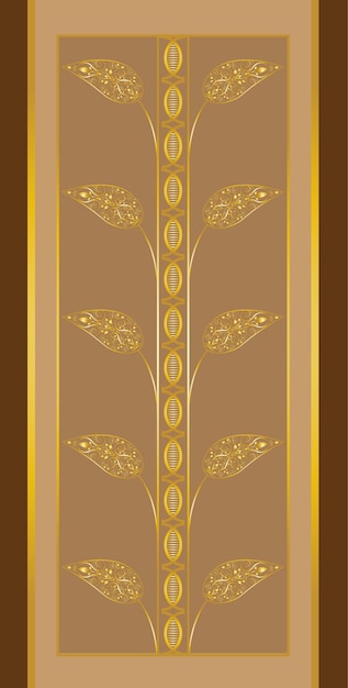 Hermoso patrón de diseño de forma de hoja decorativa dorada en el vector de naranja de sidra y amarillo sepia