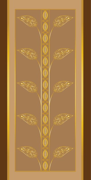 Hermoso patrón de diseño de forma de hoja decorativa dorada en el vector de naranja de sidra y amarillo sepia