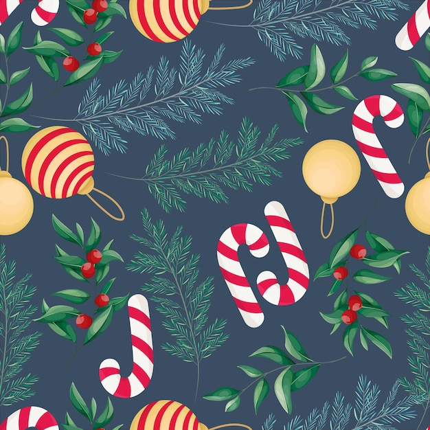 hermoso patrón de elementos navideños dibujados a mano