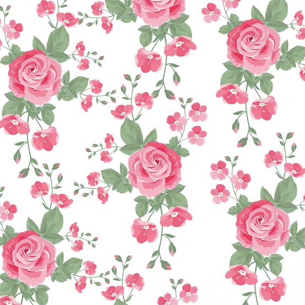 Vector hermoso patrón de flor rosa