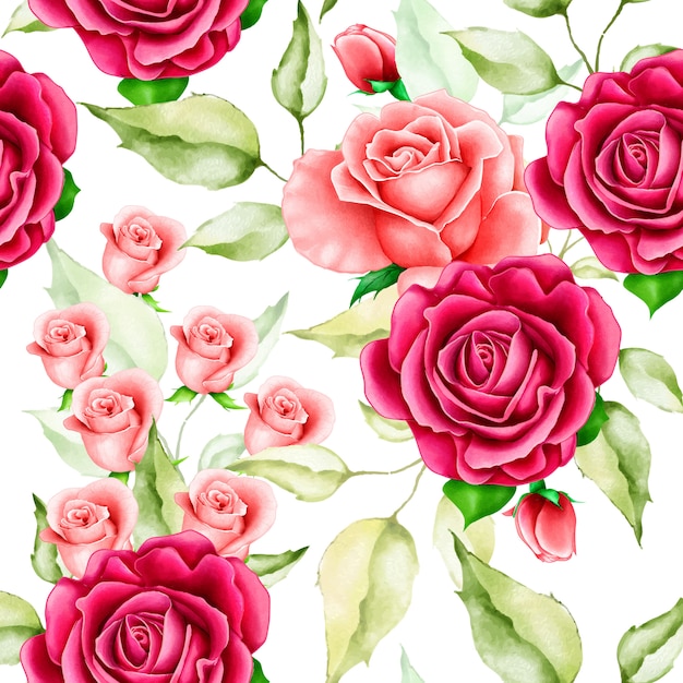 Hermoso patrón floral acuarela sin costuras