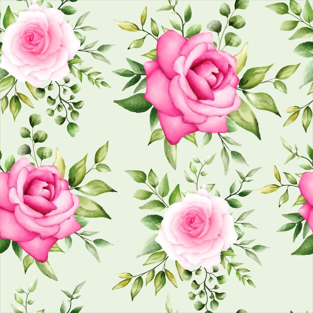 Hermoso patrón floral acuarela sin costuras