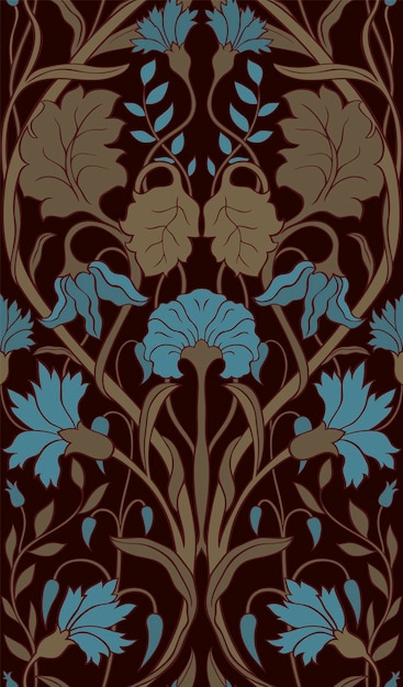 Hermoso patrón floral Plantilla estilizada para papel tapiz textil lino