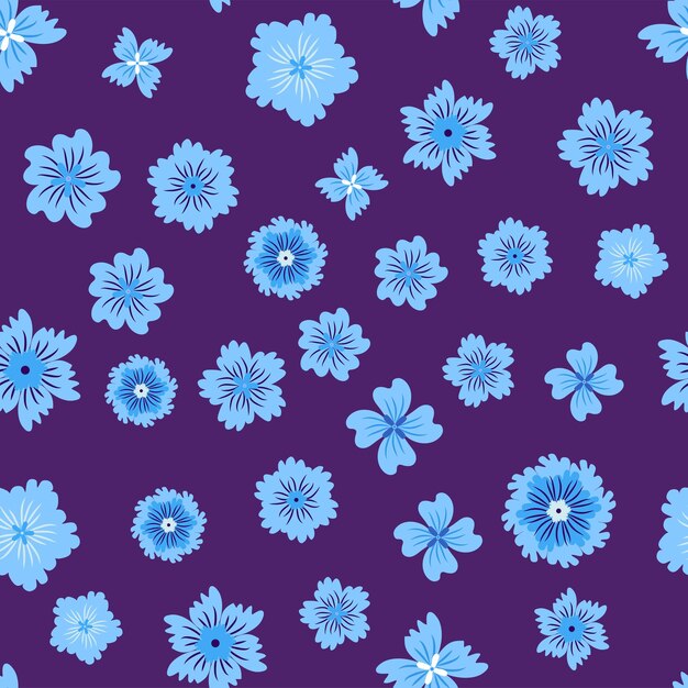 Hermoso patrón floral transparente con flores azules Patrón perfecto de flores silvestres