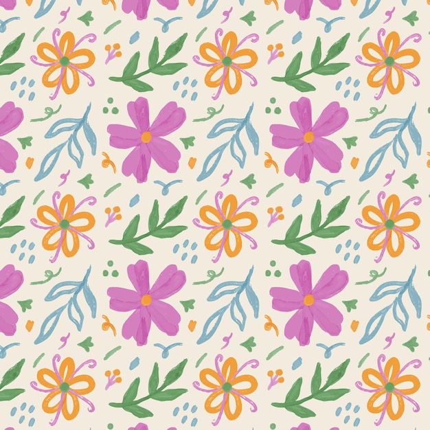 Un hermoso patrón de flores dibujado a mano