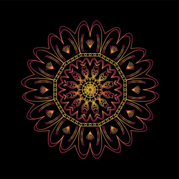 Hermoso patrón en un fondo rojo plantilla de mandala vectorial
