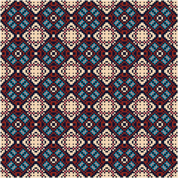 Hermoso patrón de motivo de mosaico con estilo pixel
