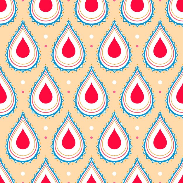 Hermoso patrón retro abstracto con gotas y puntos azules y rojos