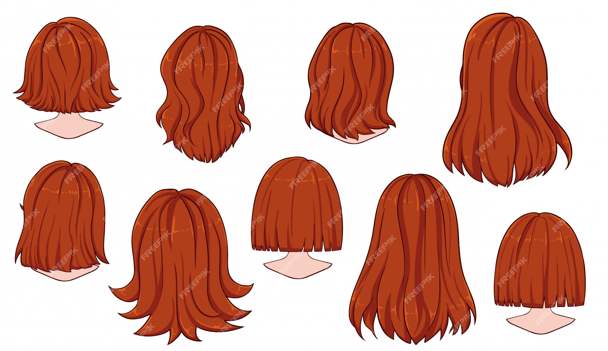 Hermoso peinado de cabello de mujer. vista trasera. | Vector Premium Hermoso peinado de cabello de mujer. vista trasera. | Vector Premium