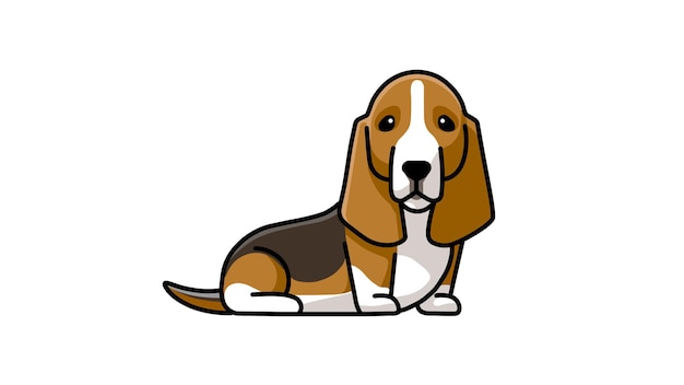 Hermoso perro beagle animado sentado ilustración vectorial de dibujos animados