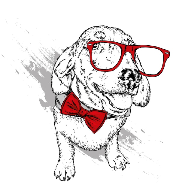 Hermoso perro con gafas