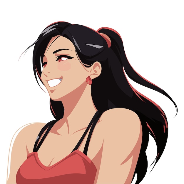 Hermoso personaje chica feliz avatar de pelo largo