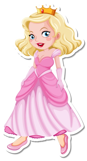 Vector hermoso personaje de dibujos animados princesa pegatina