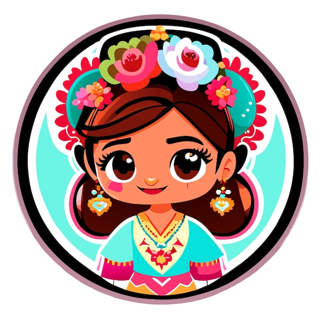 Hermoso personaje de dibujos animados princesa pegatina