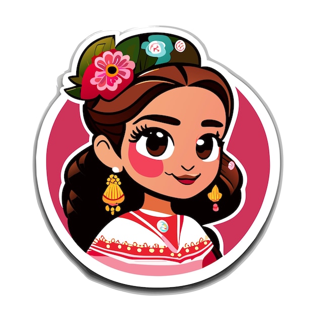 Vector hermoso personaje de dibujos animados princesa pegatina