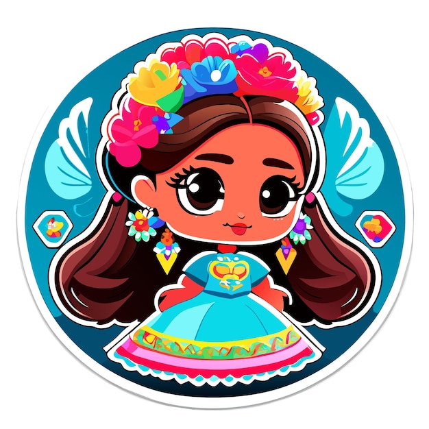 Hermoso personaje de dibujos animados princesa pegatina