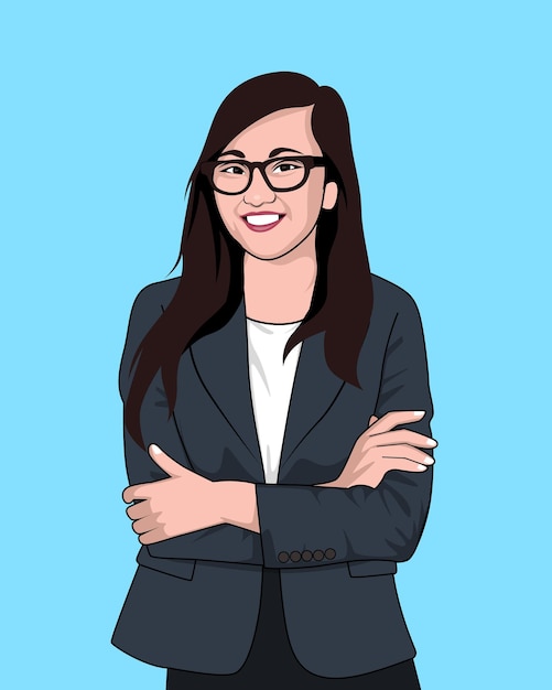 Hermoso personaje de mujeres corporativas confiadas con trajes ilustración vectorial de dibujos animados