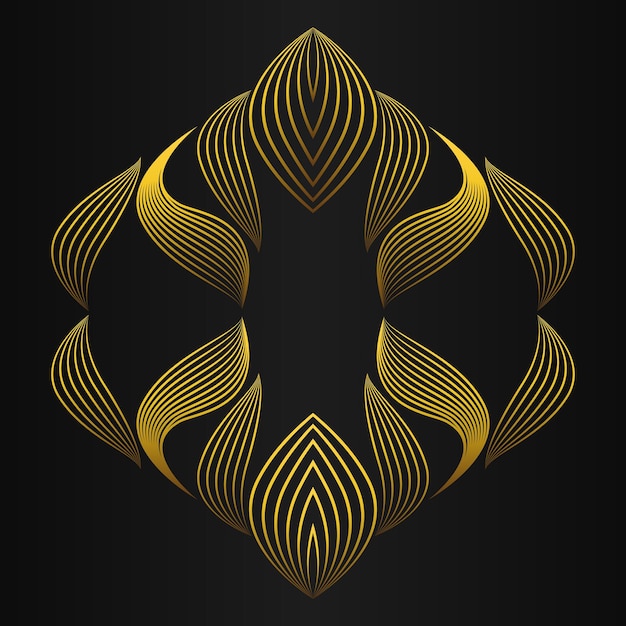hermoso pétalo de flor dorado en diseño de fondo negro