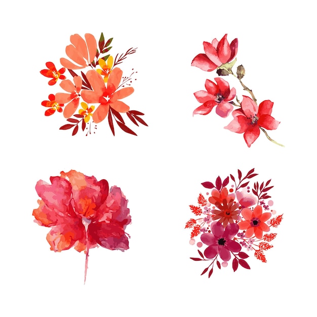 Hermoso ramo floral conjunto ilustración vectorial