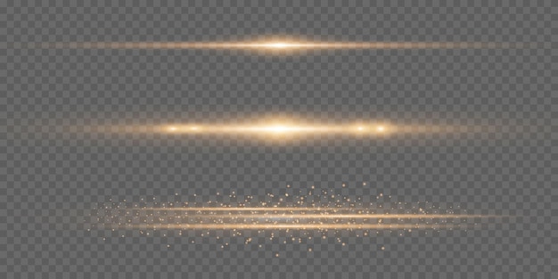 hermoso resplandor y chispa efecto especial rayos láser rayos de luz horizontales