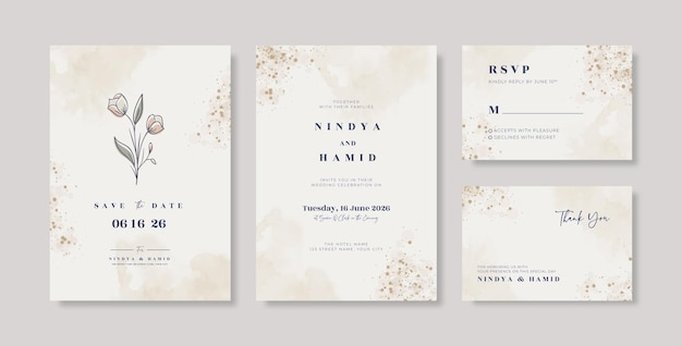 Hermoso set de invitación de boda rústica