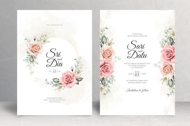 Hermoso tema floral de la tarjeta de boda