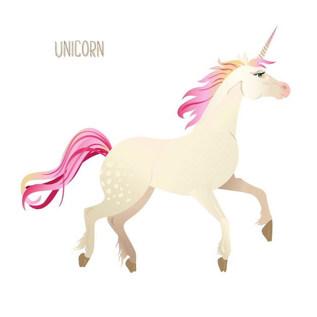 Hermoso unicornio de acuarela en colores rosa y morado