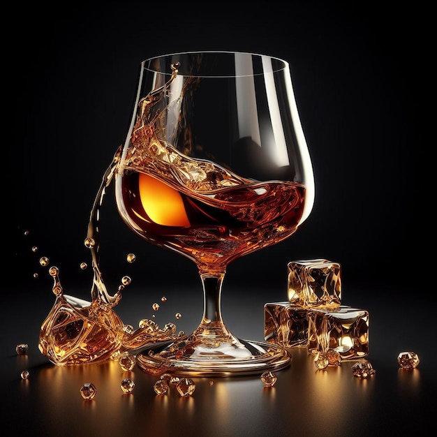 Hermoso vaso aislado de cognac rum icono de ilustración vectorial