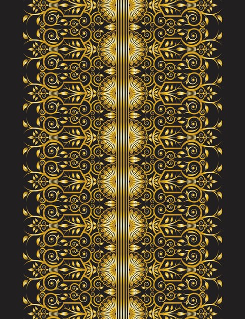 Hermoso vector de diseño de marco de borde de flores ornamentales de lujo real dorado