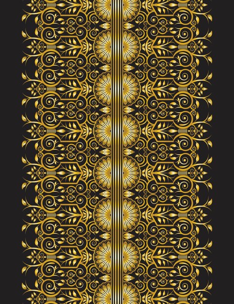 Hermoso vector de diseño de marco de borde de flores ornamentales de lujo real dorado