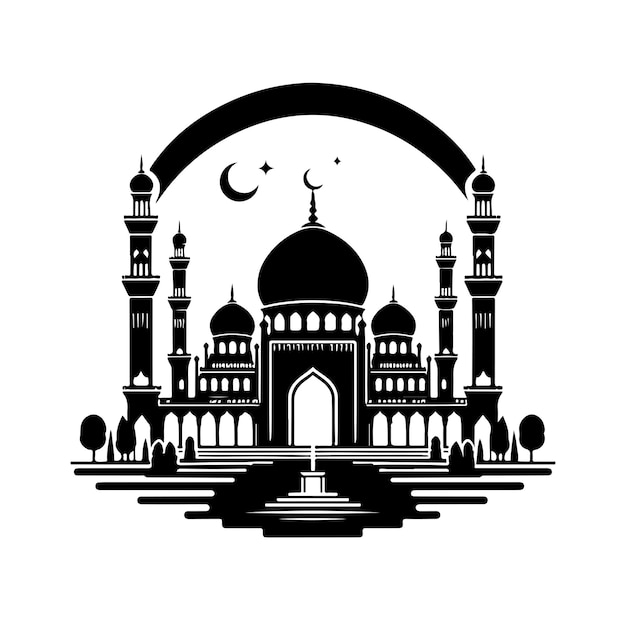 Un hermoso vector de silueta de mezquita mínima