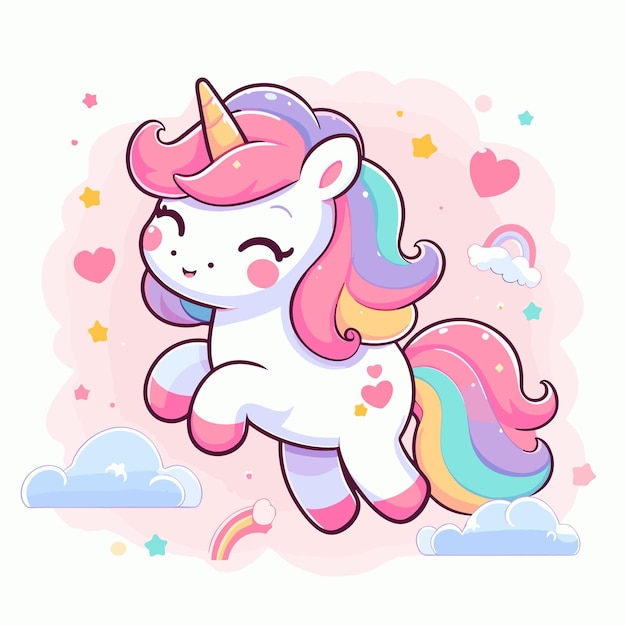 Hermoso vector de unicornio con fondo de colores