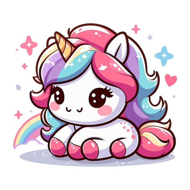 Hermoso vector de unicornio con fondo de colores