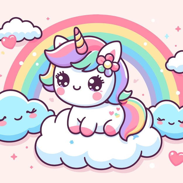 Hermoso vector de unicornio con fondo de colores