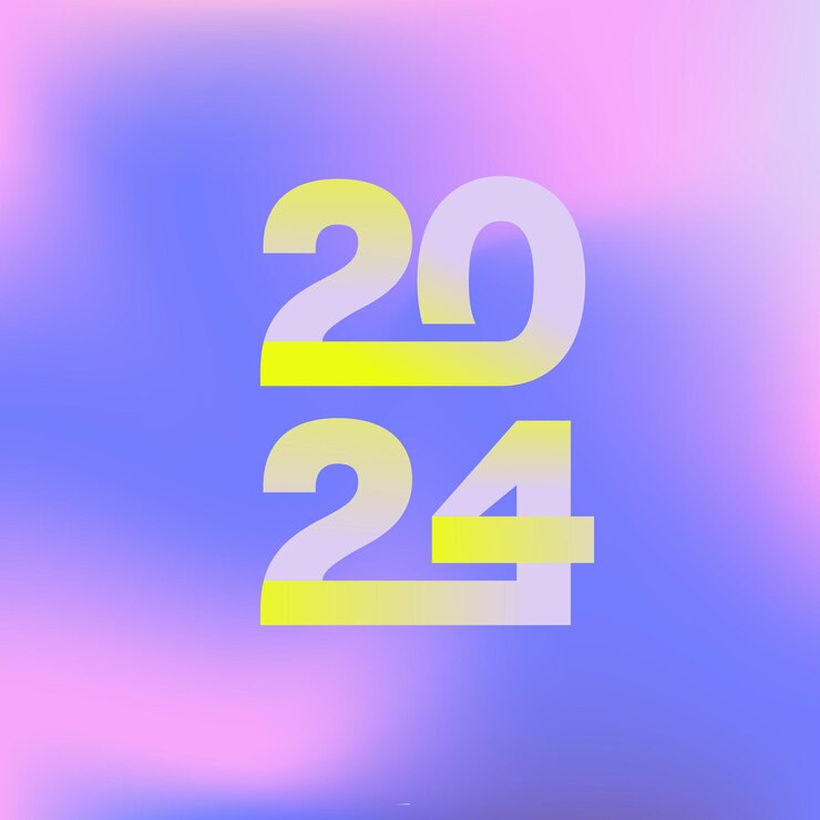 Vector hermosos carteles planos con el año 2024 en un fondo colorido ilustración vectorial