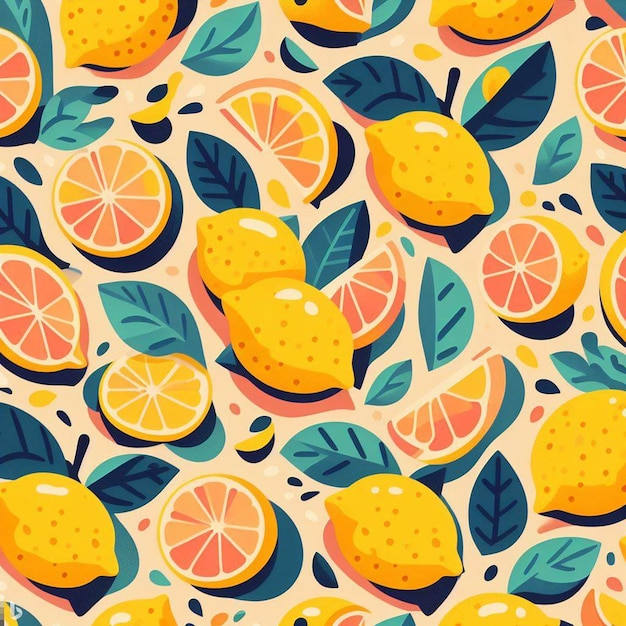 Hermosos colores frescos frutas de limón patrón papel tapiz sin costuras ilustración vectorial dibujo icono